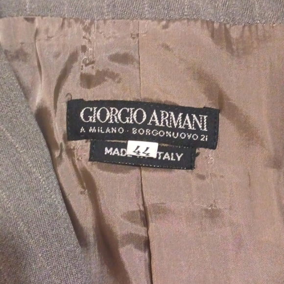 GIORGIO ARMANI Gray and White Pinstriped Blazer Double Breasted size 8 - Picture 7 of 7